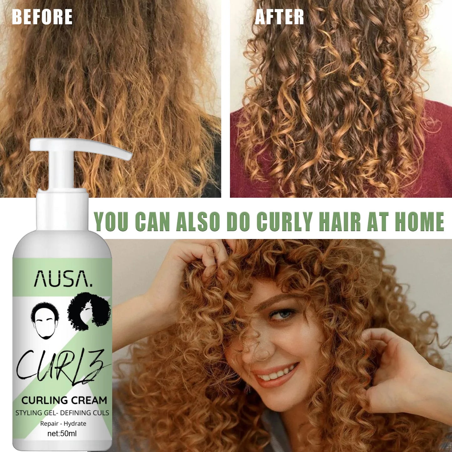 Hair Curling Cream Anti-Frizz Bouncy Resilient 50ml
