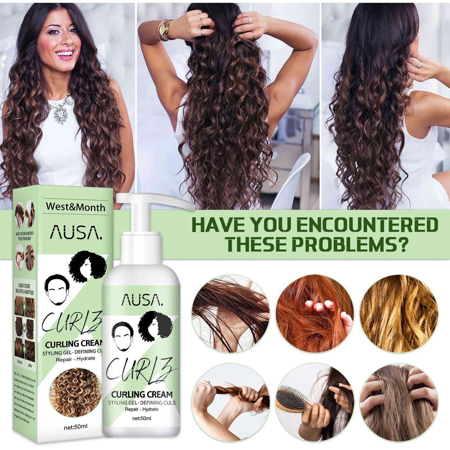 Hair Curling Cream Anti-Frizz Bouncy Resilient 50ml