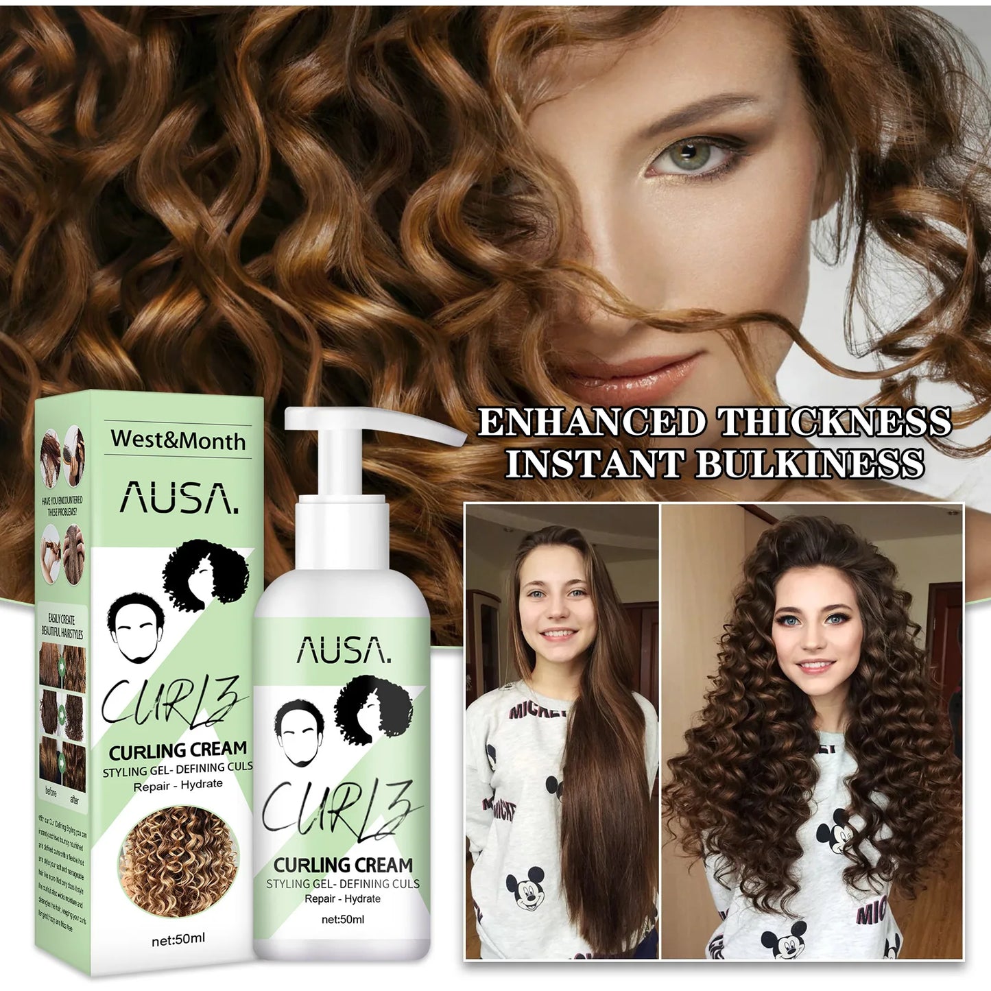 Hair Curling Cream Anti-Frizz Bouncy Resilient 50ml