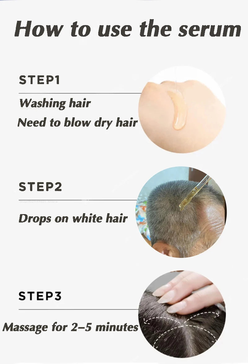 Black Hair Serum Anti Gray Hair Treatment Scalp Care Anti Hair Loss