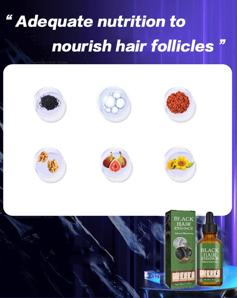Black Hair Serum Anti Gray Hair Treatment Scalp Care Anti Hair Loss