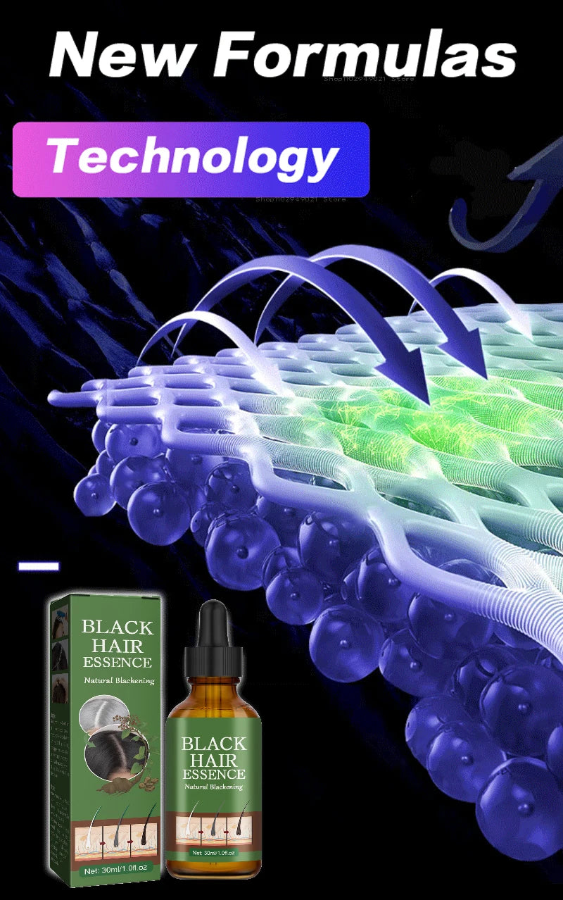 Black Hair Serum Anti Gray Hair Treatment Scalp Care Anti Hair Loss